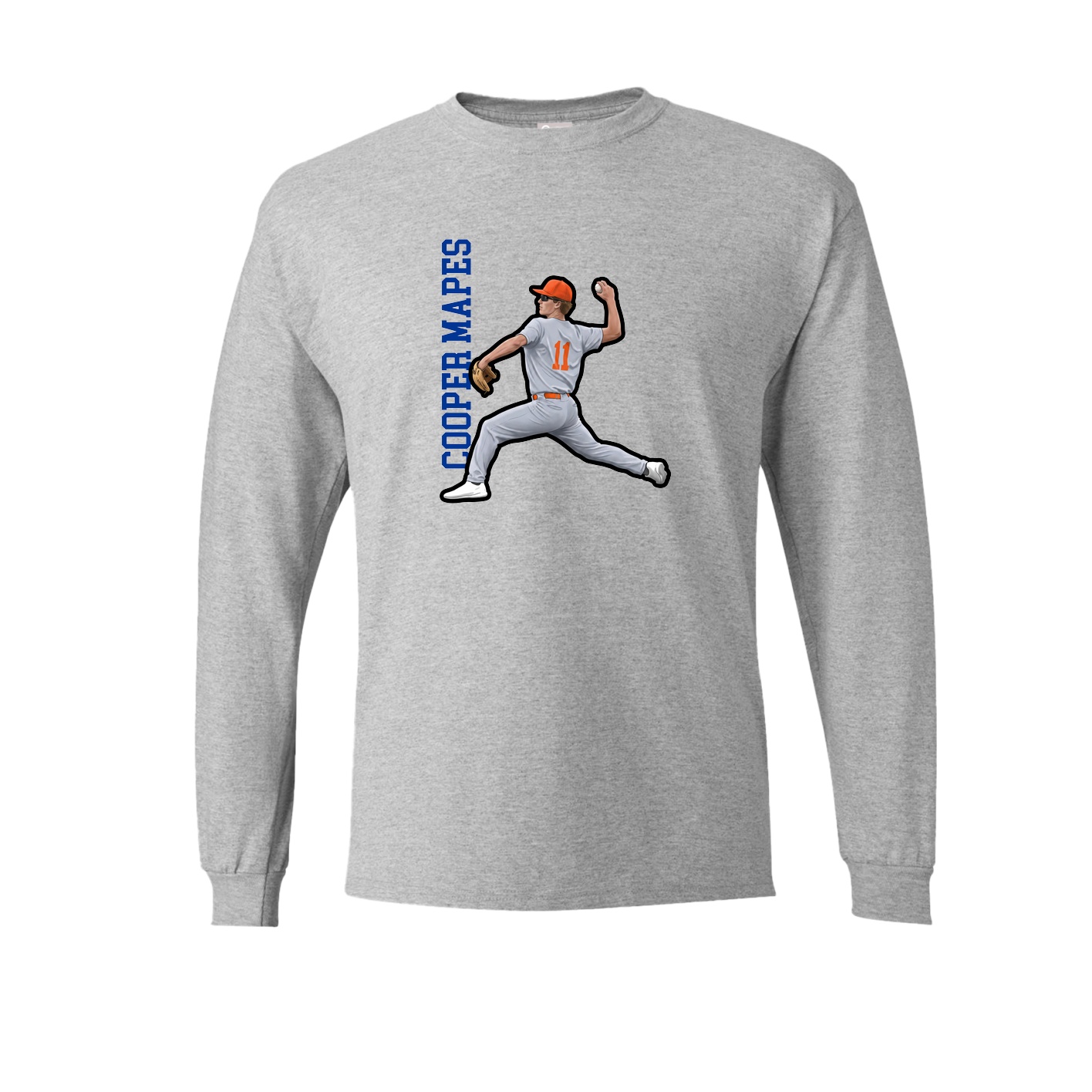 Long Sleeve Tee — Name Vertical in Grey