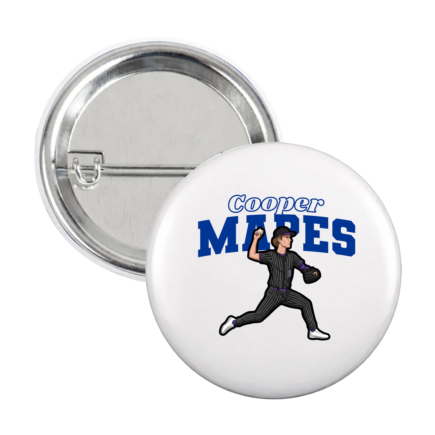 Game Day Button — Name Arch in White