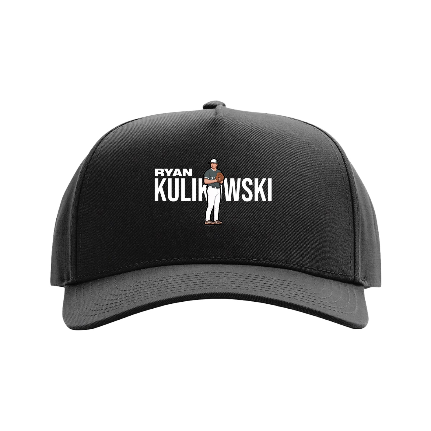 Full Fabric Five-Panel Champ Cap — Player Name in Black