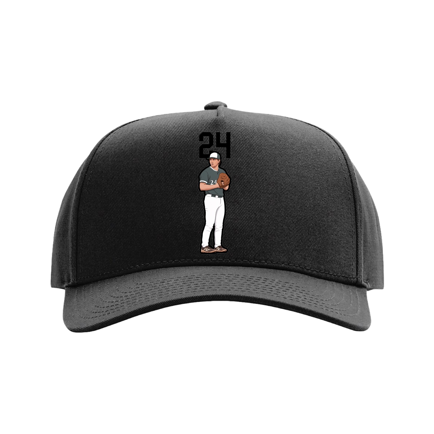 Full Fabric Five-Panel Champ Cap — Number Top in Black
