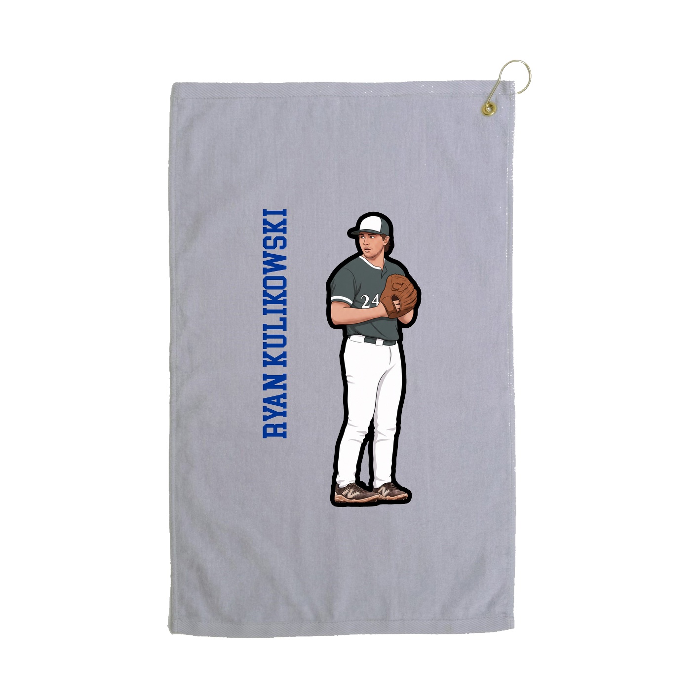 Golf Towel — Name Vertical in Grey