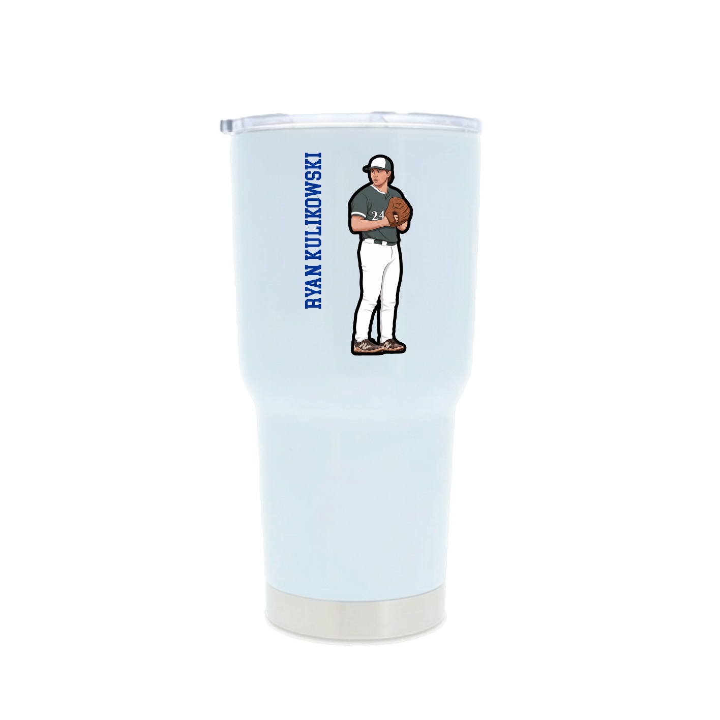 30oz Stainless Steel Tumbler — Name Vertical in White