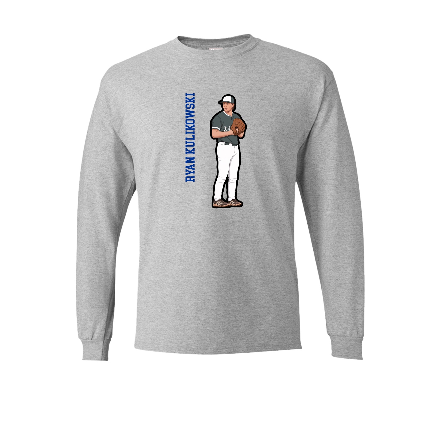 Long Sleeve Tee — Name Vertical in Grey