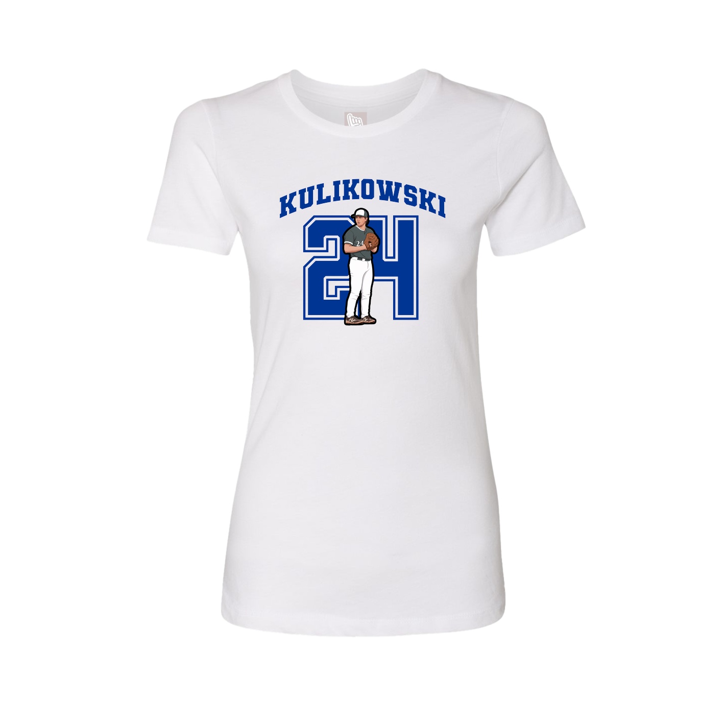 Fitted Women's Tee — Number in White