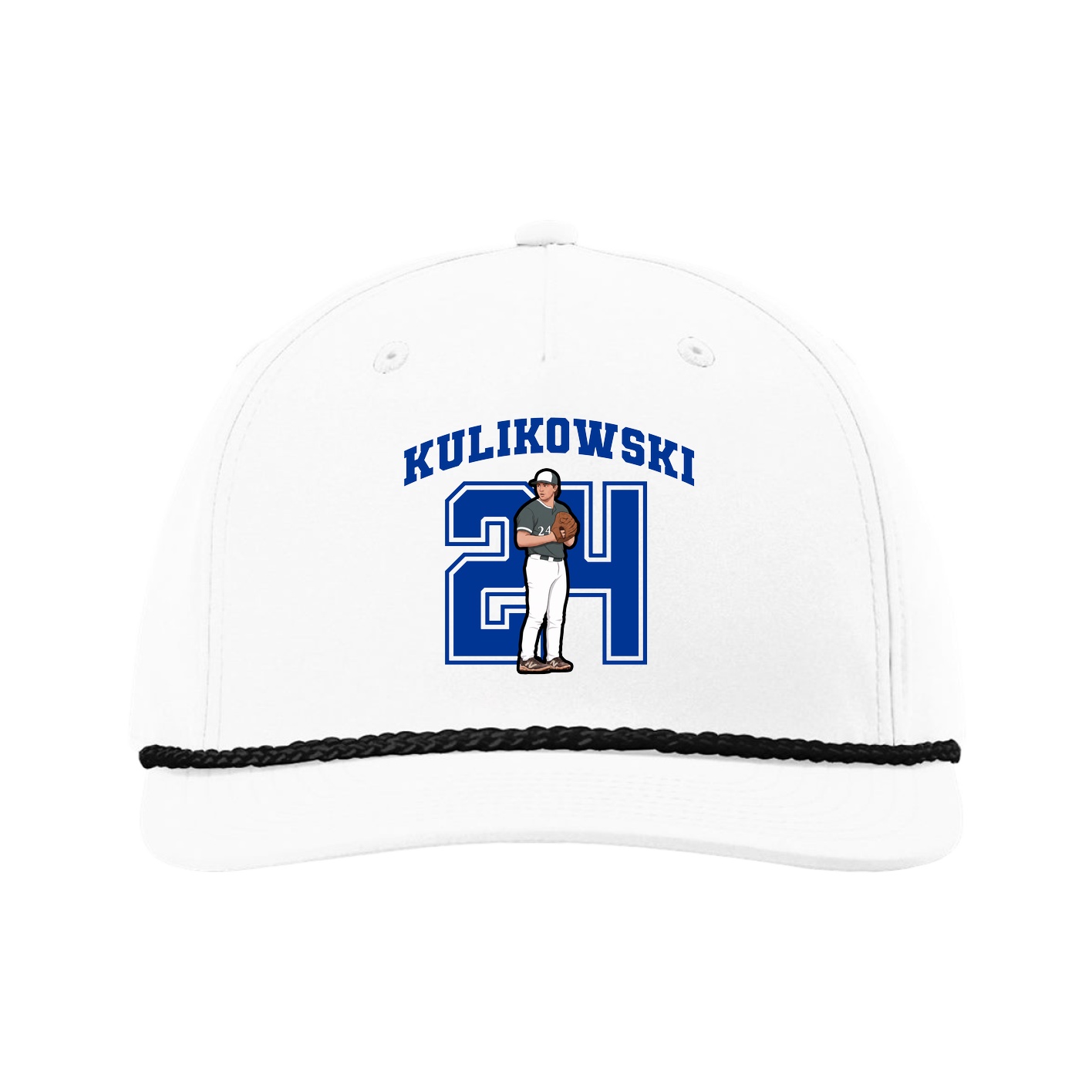 Five-Panel Classic Rope Cap — Number in White