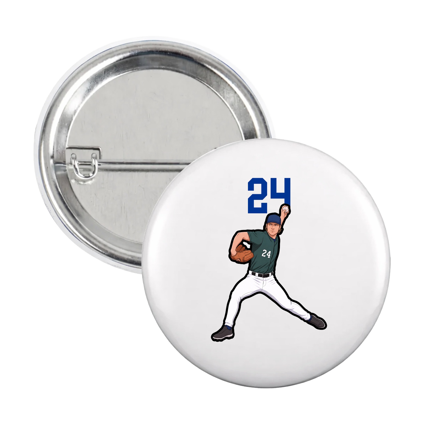 Game Day Button — Number Top in White