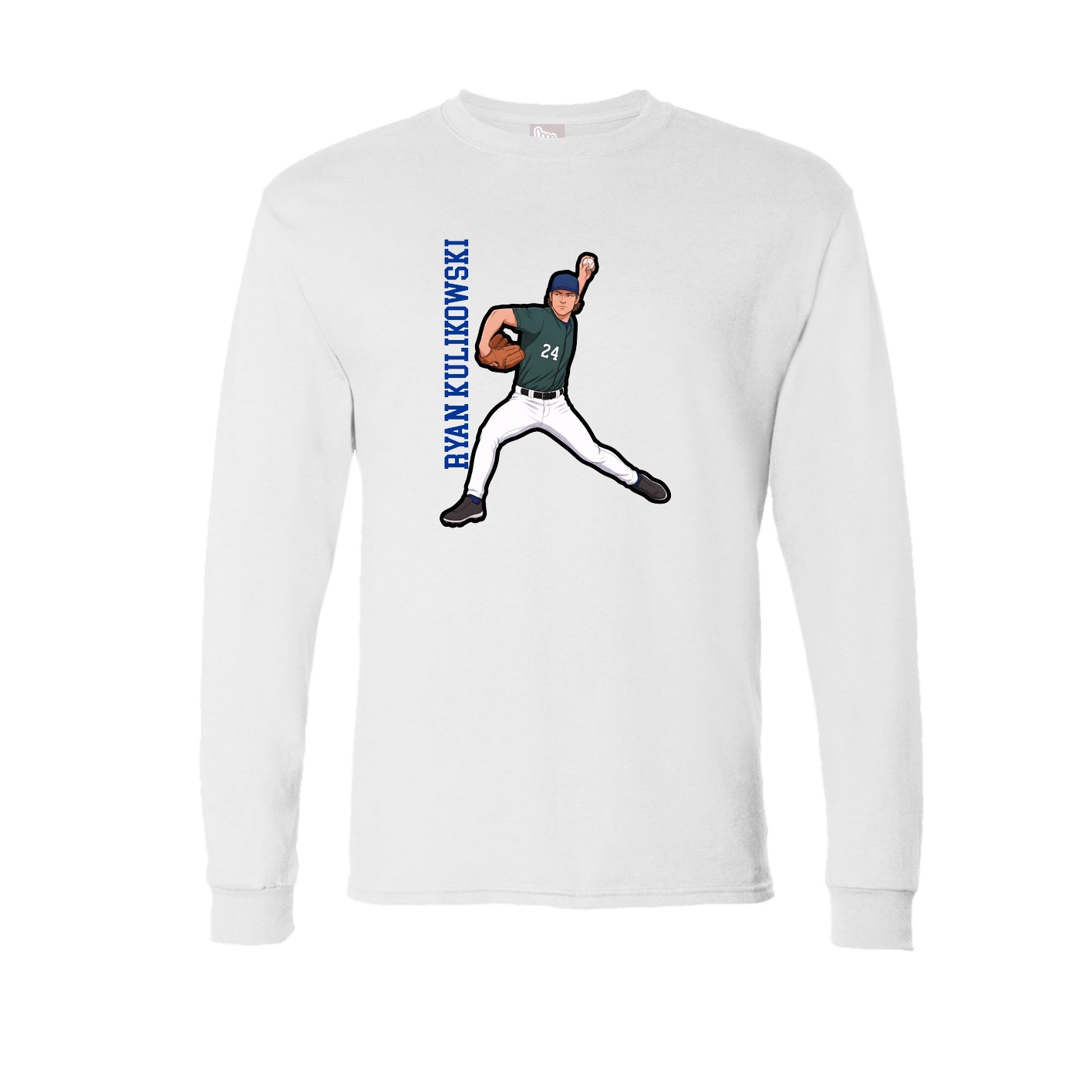 Long Sleeve Tee — Name Vertical in White