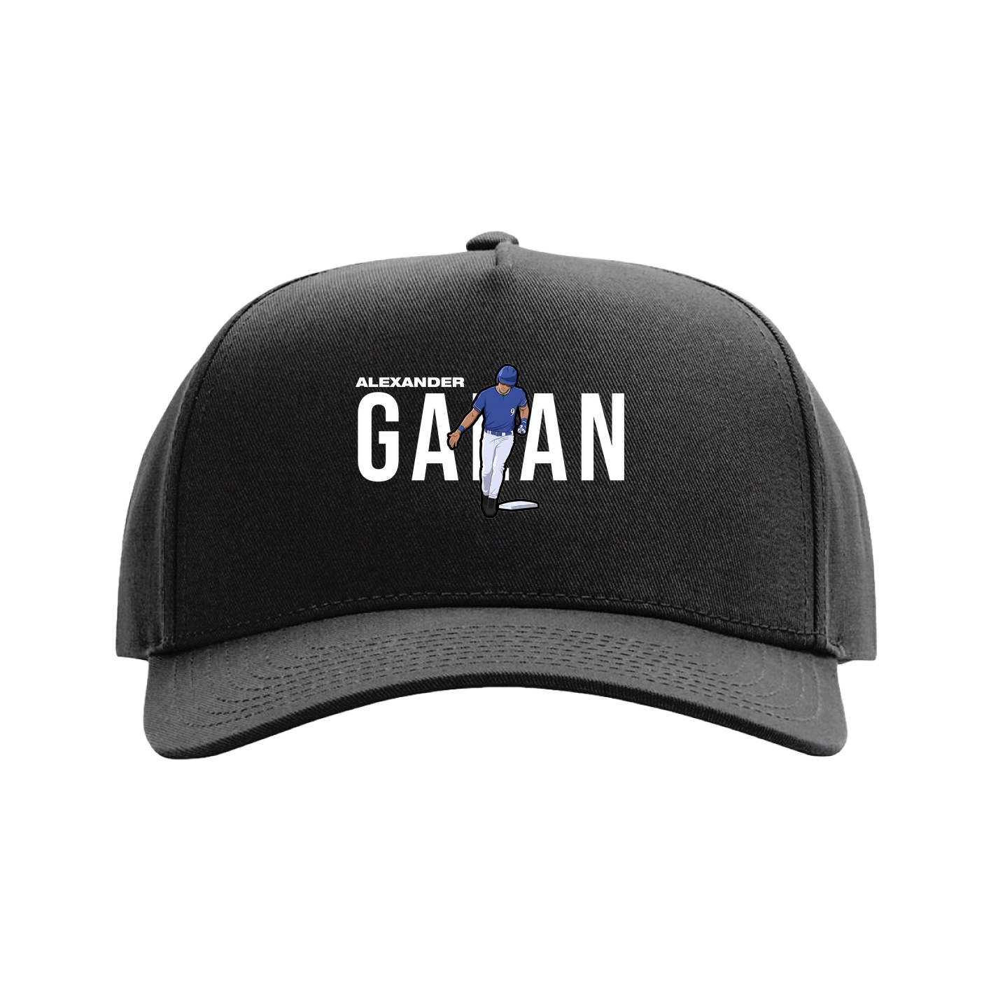 Full Fabric Five-Panel Champ Cap — Player Name in Black