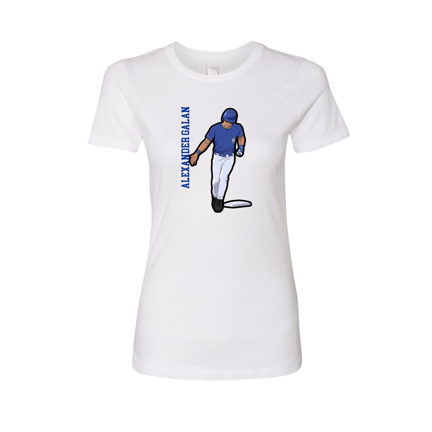 Fitted Women's Tee — Name Vertical in White