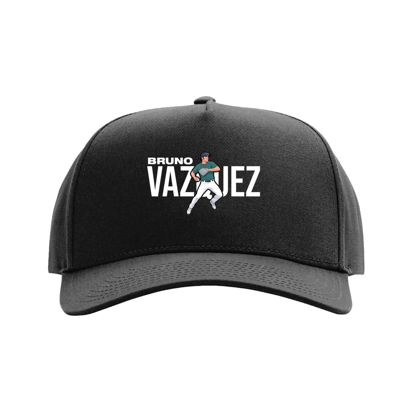Full Fabric Five-Panel Champ Cap — Player Name in Black