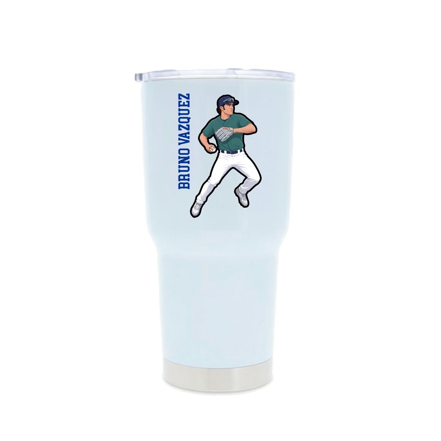 30oz Stainless Steel Tumbler — Name Vertical in White