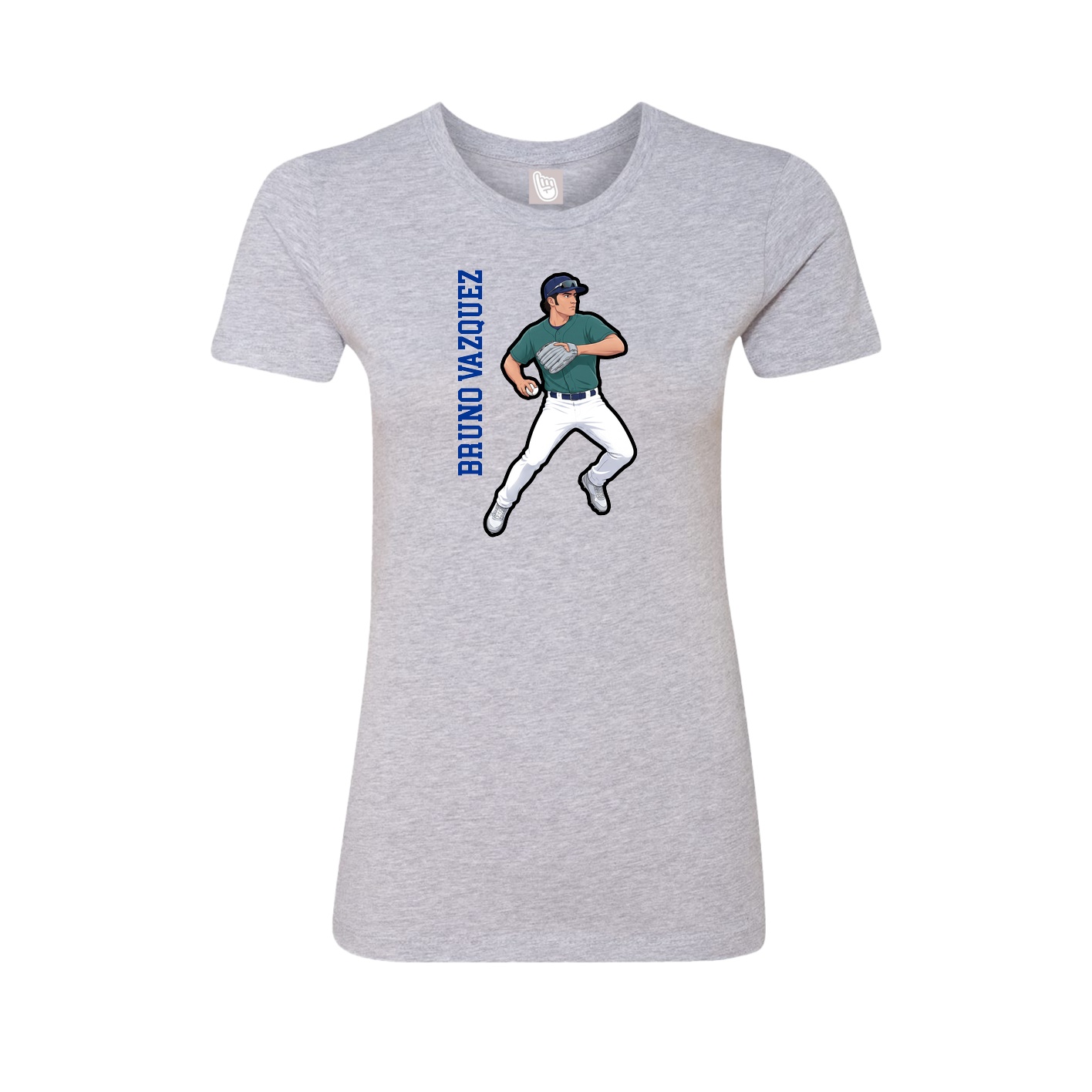Fitted Women's Tee — Name Vertical in Grey