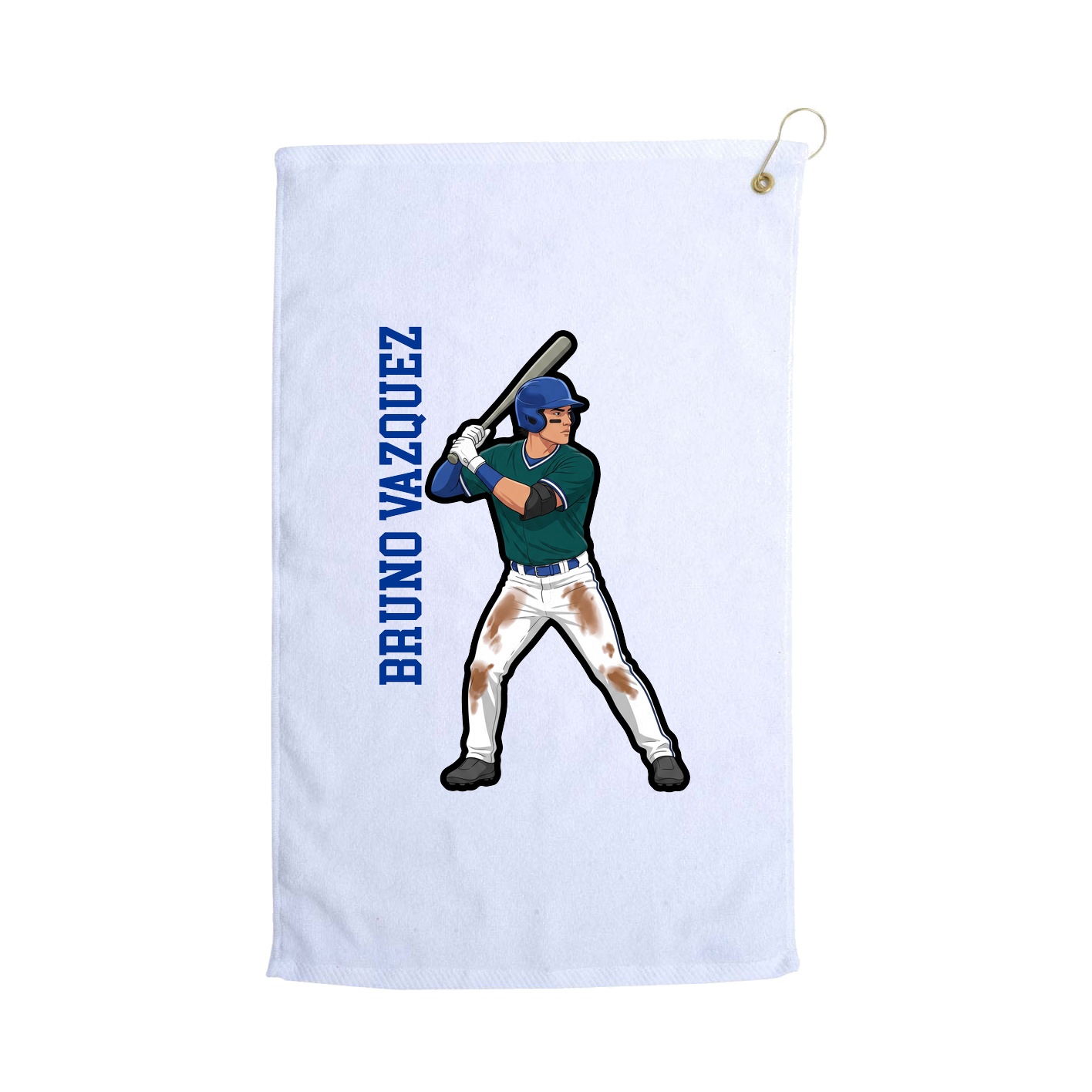 Golf Towel — Name Vertical in White