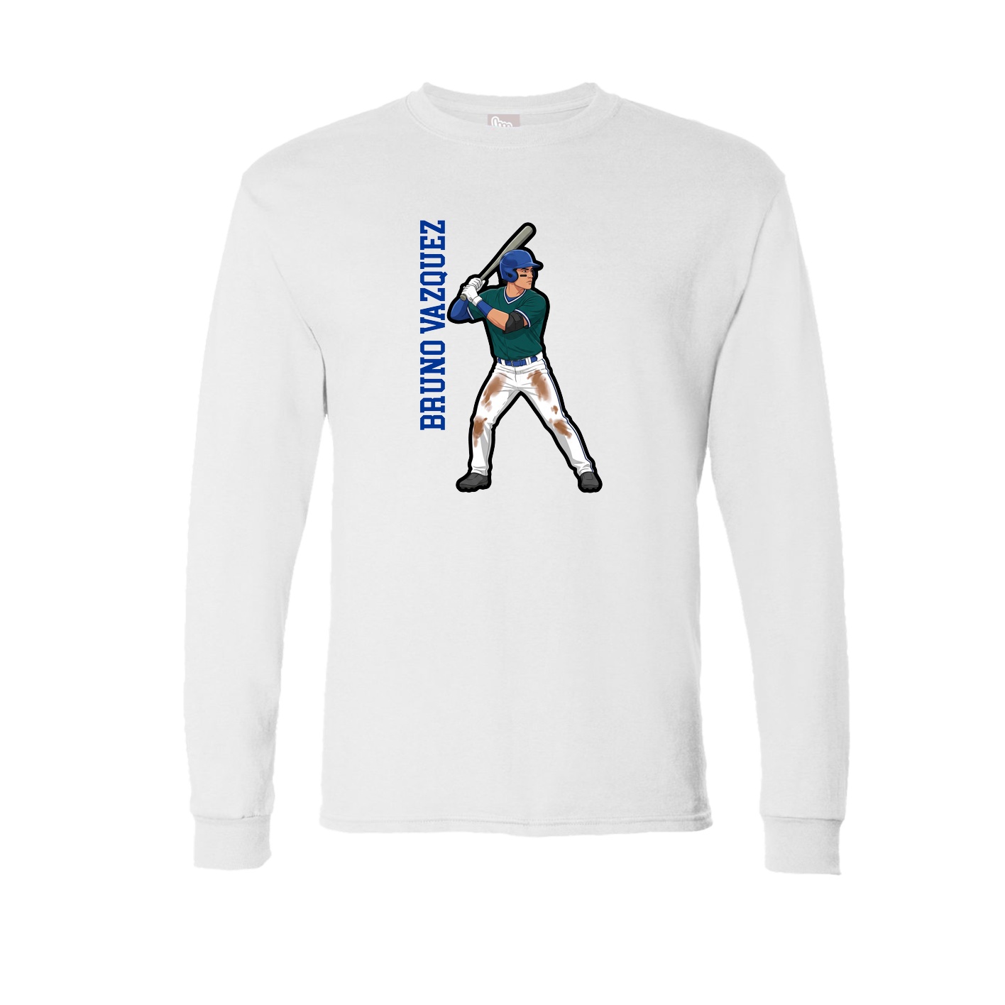 Long Sleeve Tee — Name Vertical in White