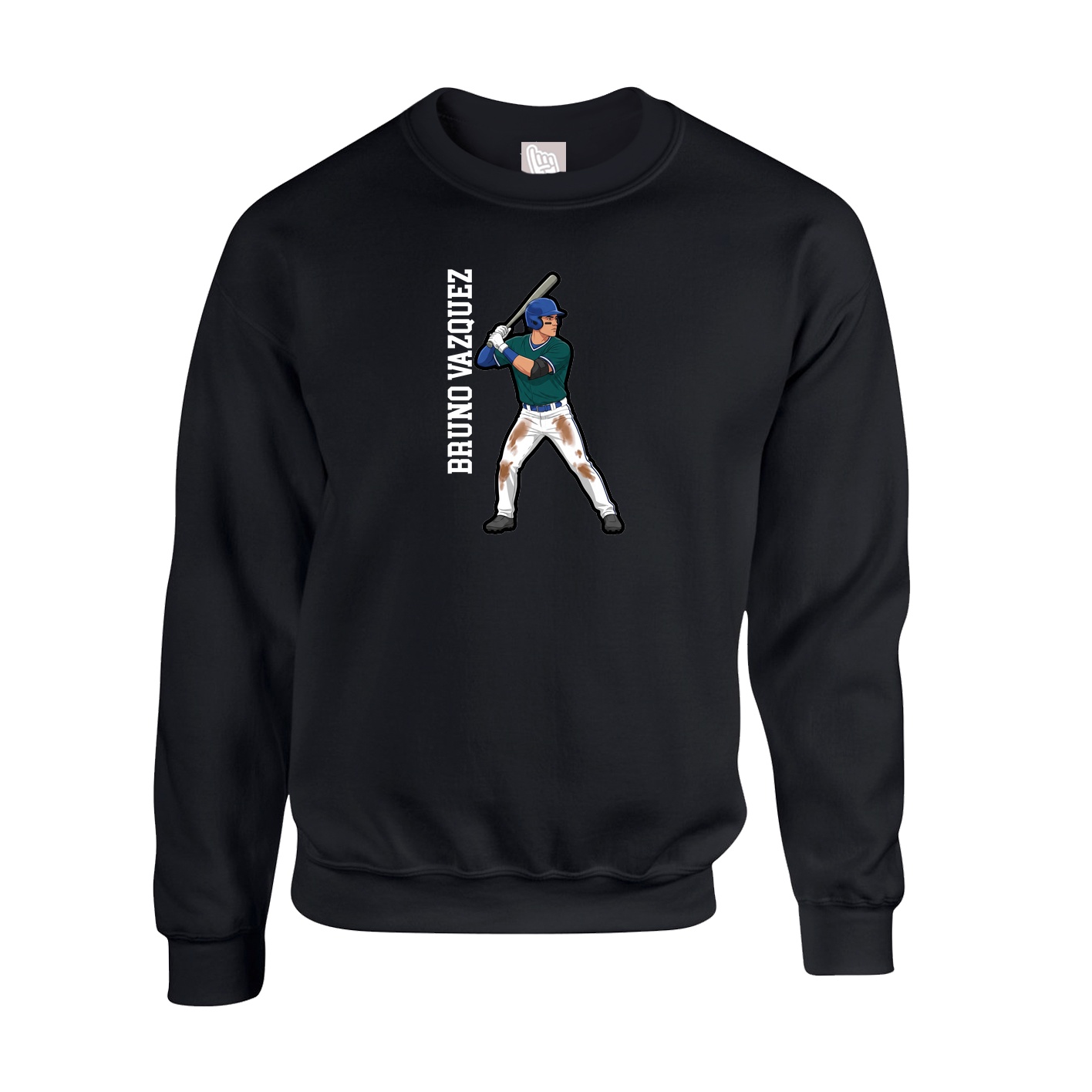 Fleece Crew — Name Vertical in Black