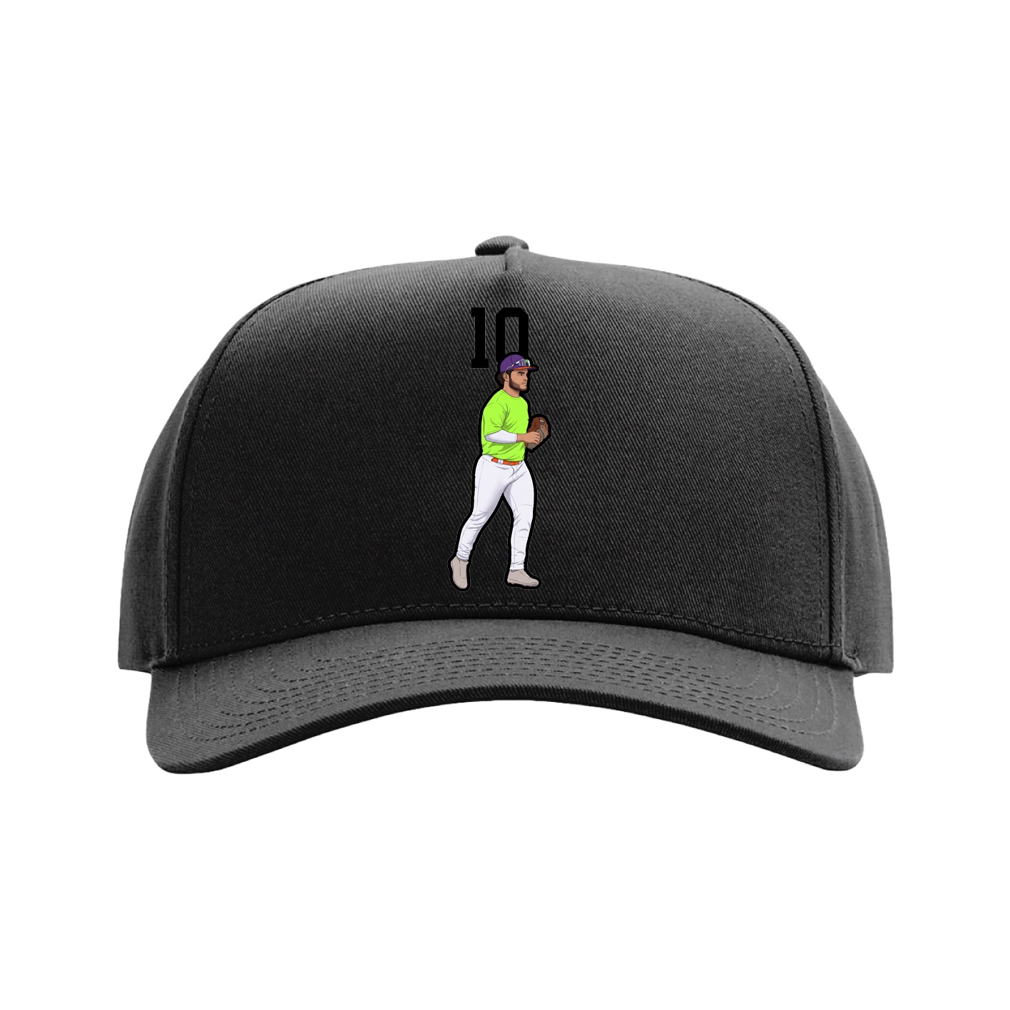 Full Fabric Five-Panel Champ Cap — Number Top in Black
