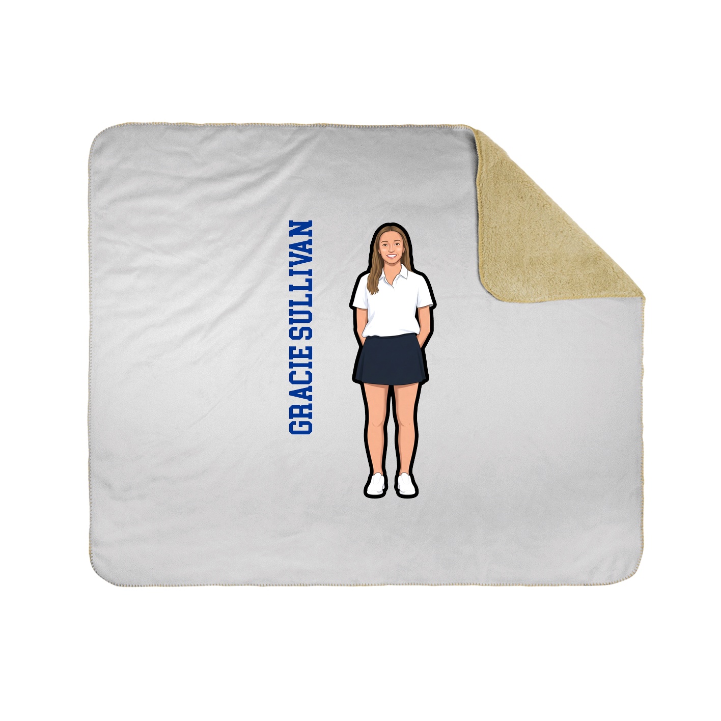 Throw Blanket — Name Vertical in White