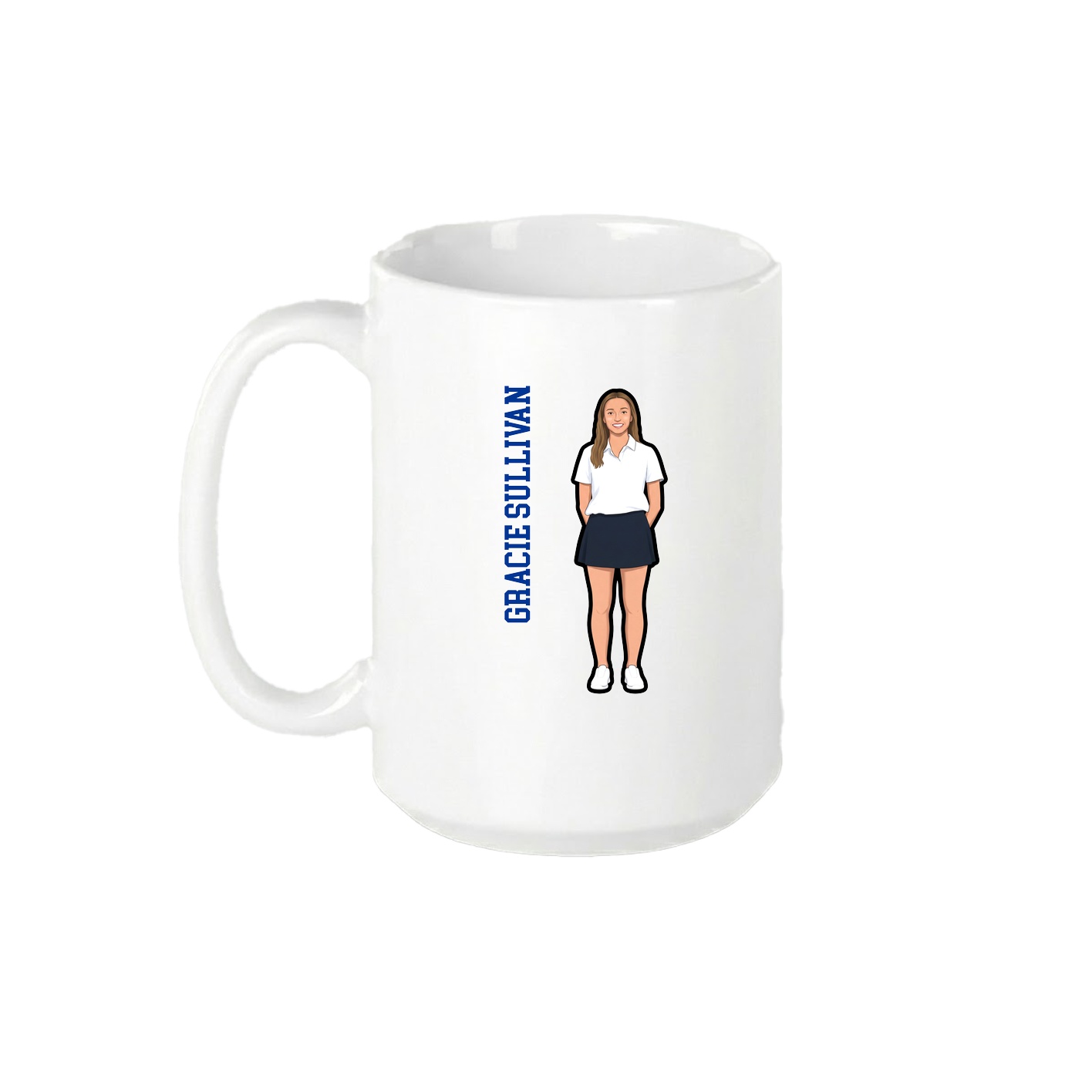 15oz Coffee Mug — Name Vertical in White