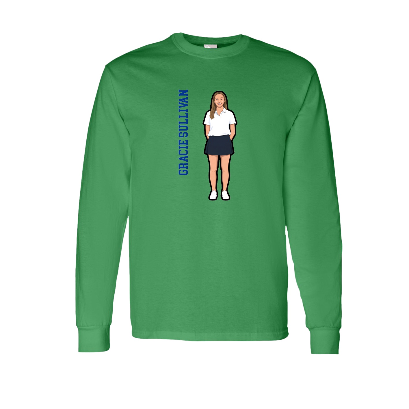 Long Sleeve Tee — Name Vertical in Green