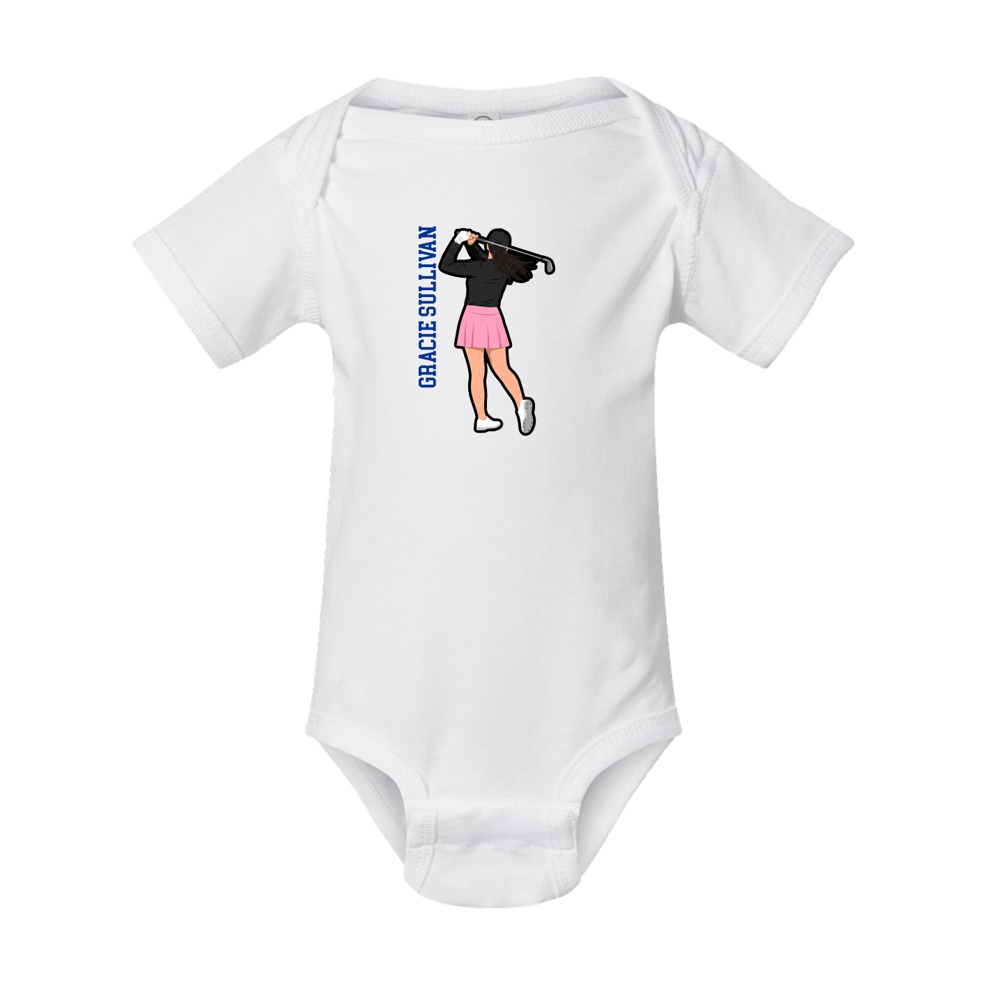 Baby Onesie — Name Vertical in White
