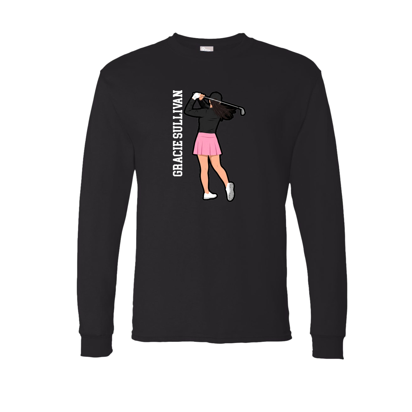 Long Sleeve Tee — Name Vertical in Black