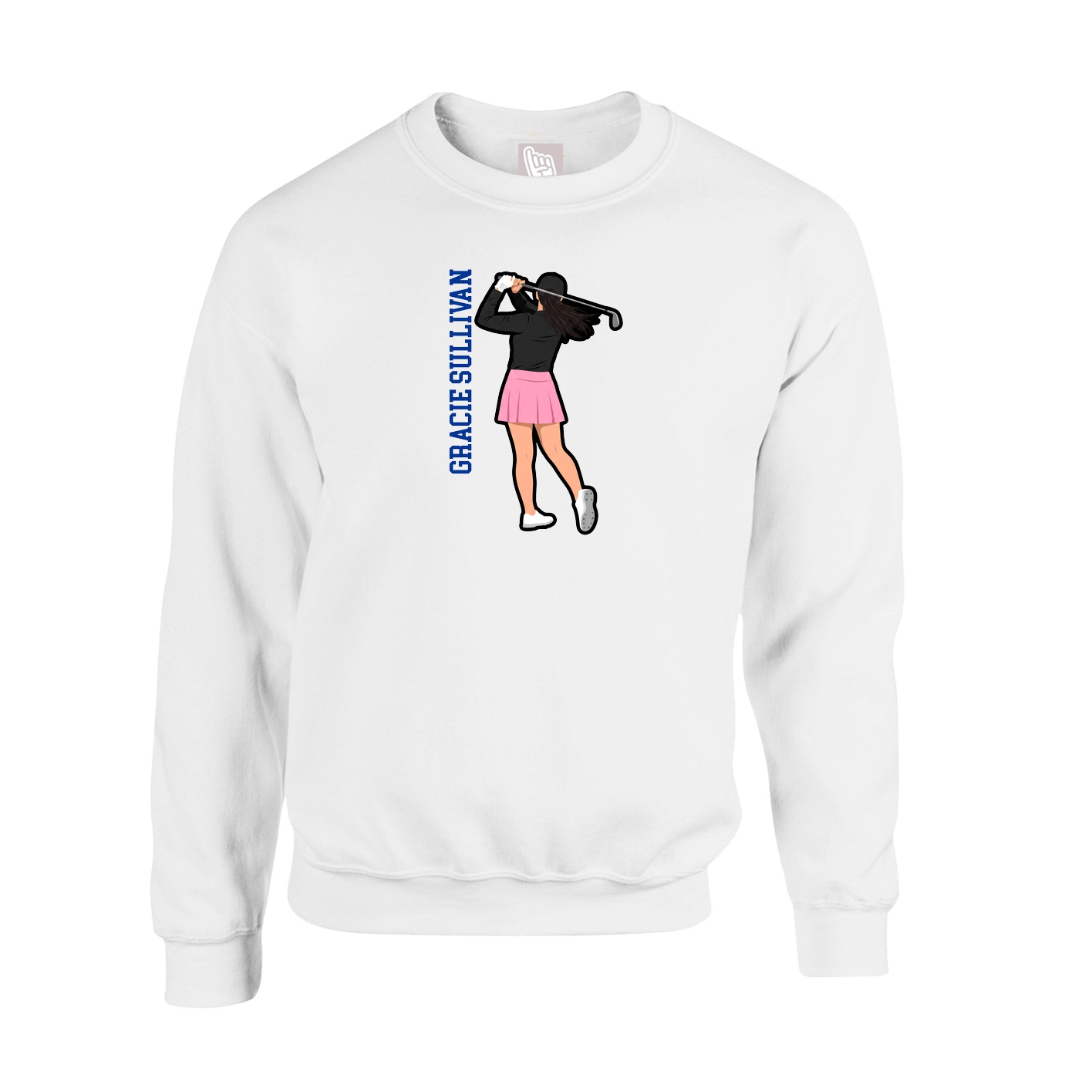 Fleece Crew — Name Vertical in White