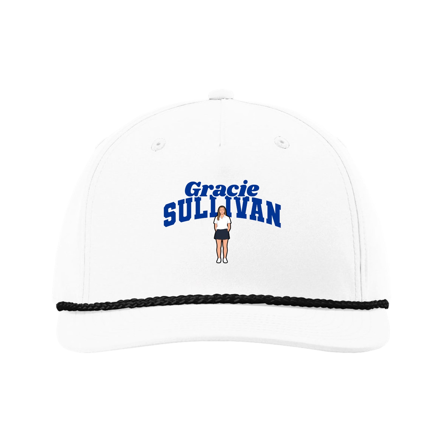 Five-Panel Classic Rope Cap — Signature Arch in White