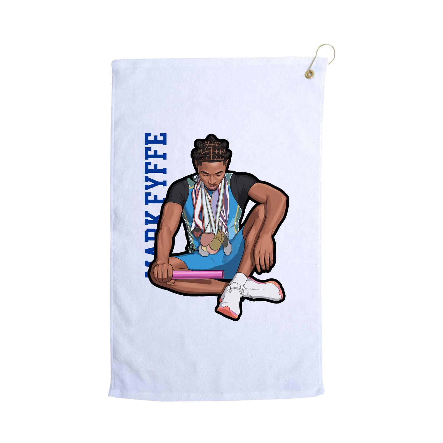Golf Towel — Name Vertical in White