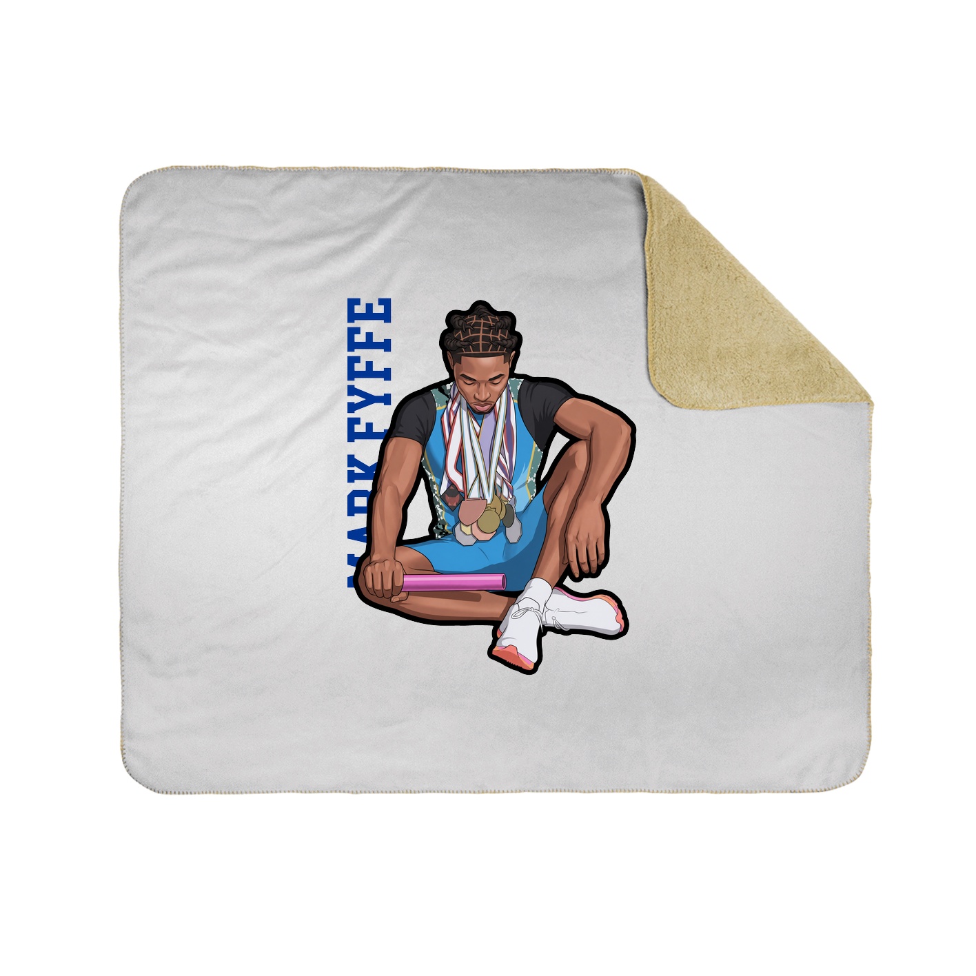 Throw Blanket — Name Vertical in White