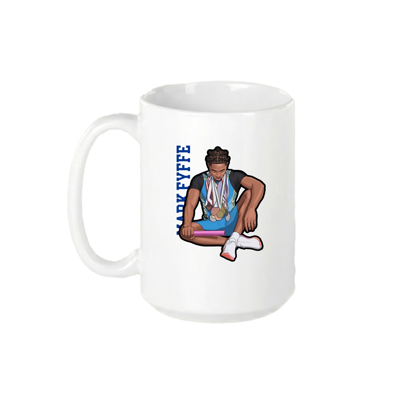 15oz Coffee Mug — Name Vertical in White