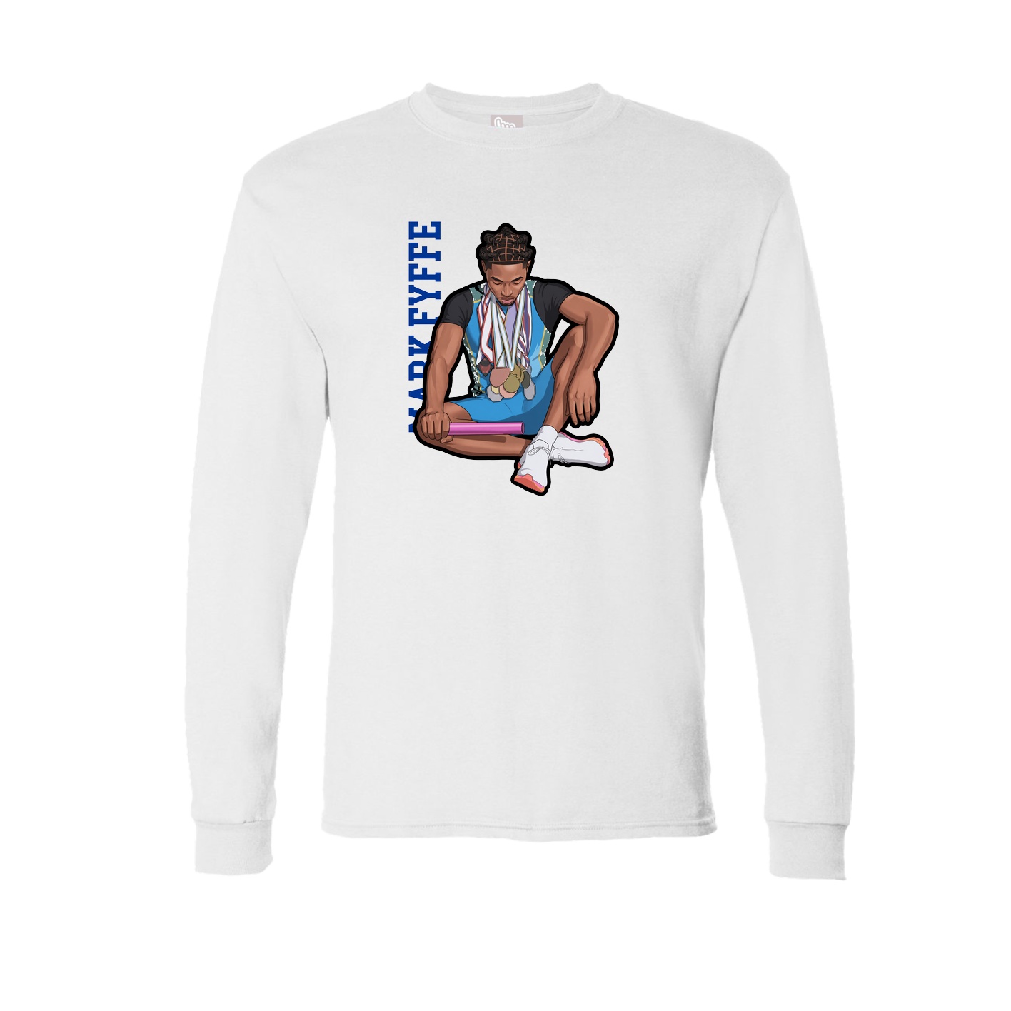 Long Sleeve Tee — Name Vertical in White
