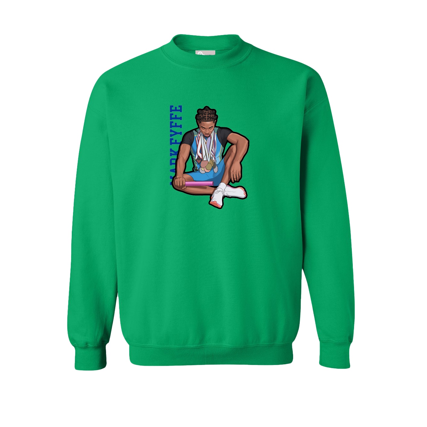 Fleece Crew — Name Vertical in Green