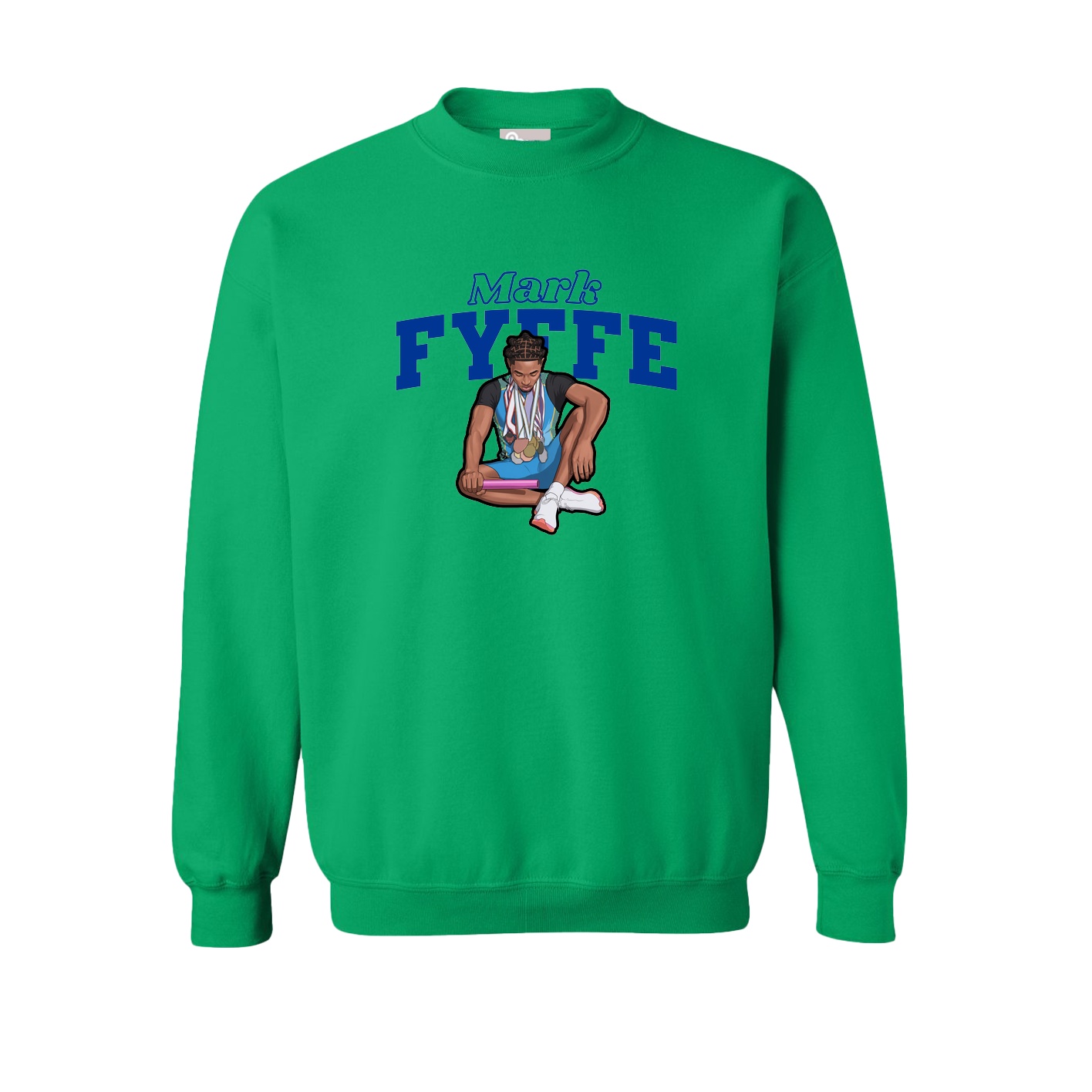 Fleece Crew — Name Arch in Green