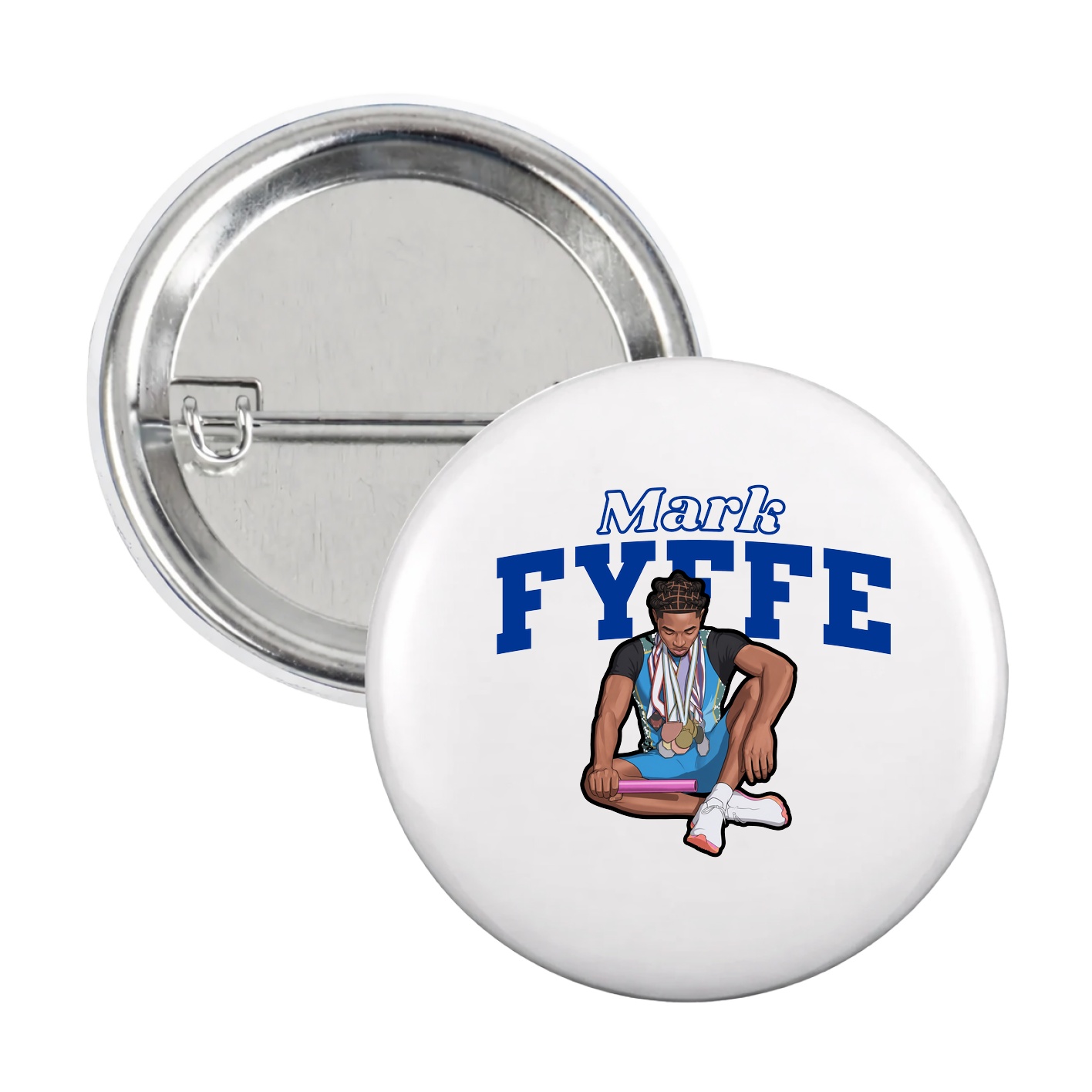 Game Day Button — Name Arch in White