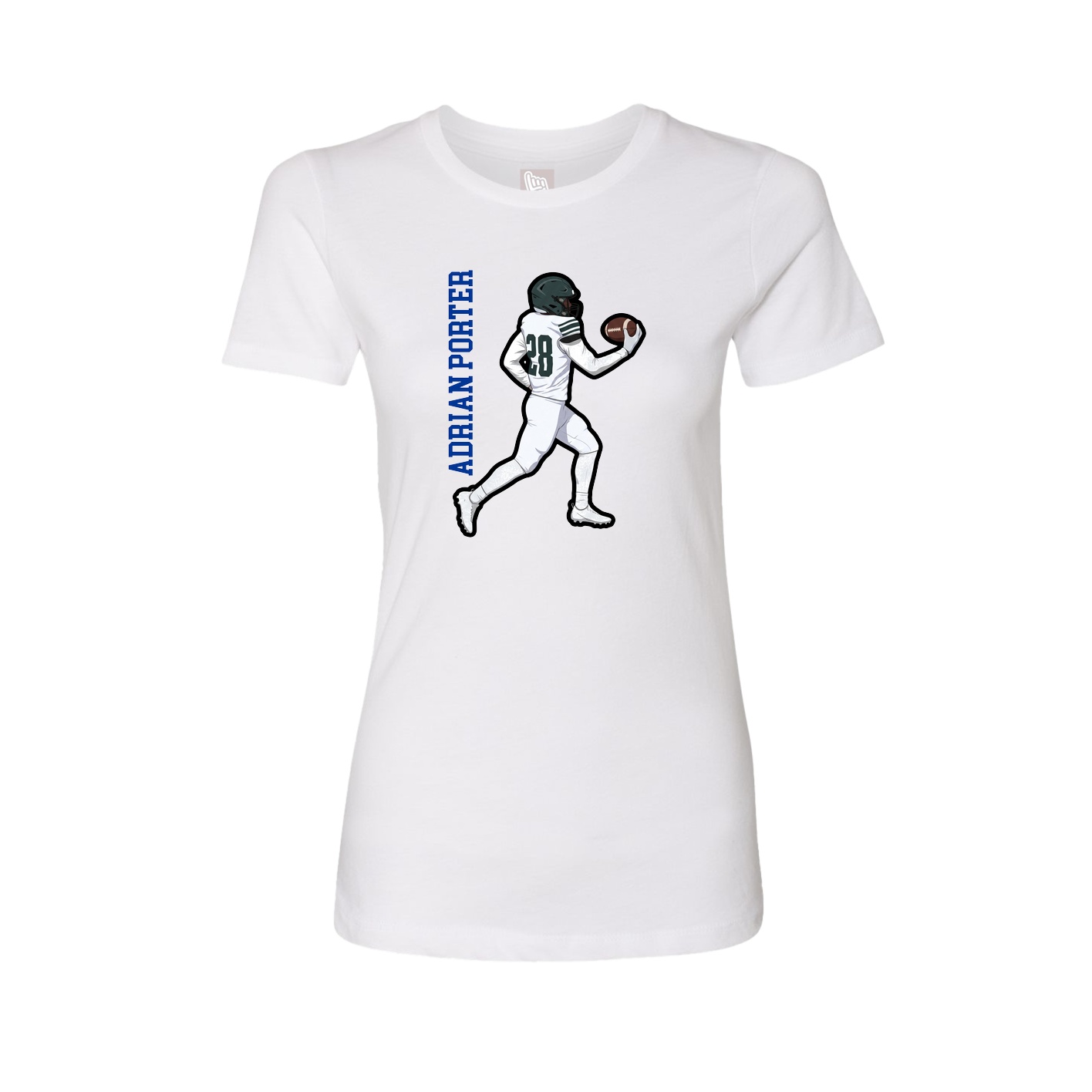 Fitted Women's Tee — Name Vertical in White