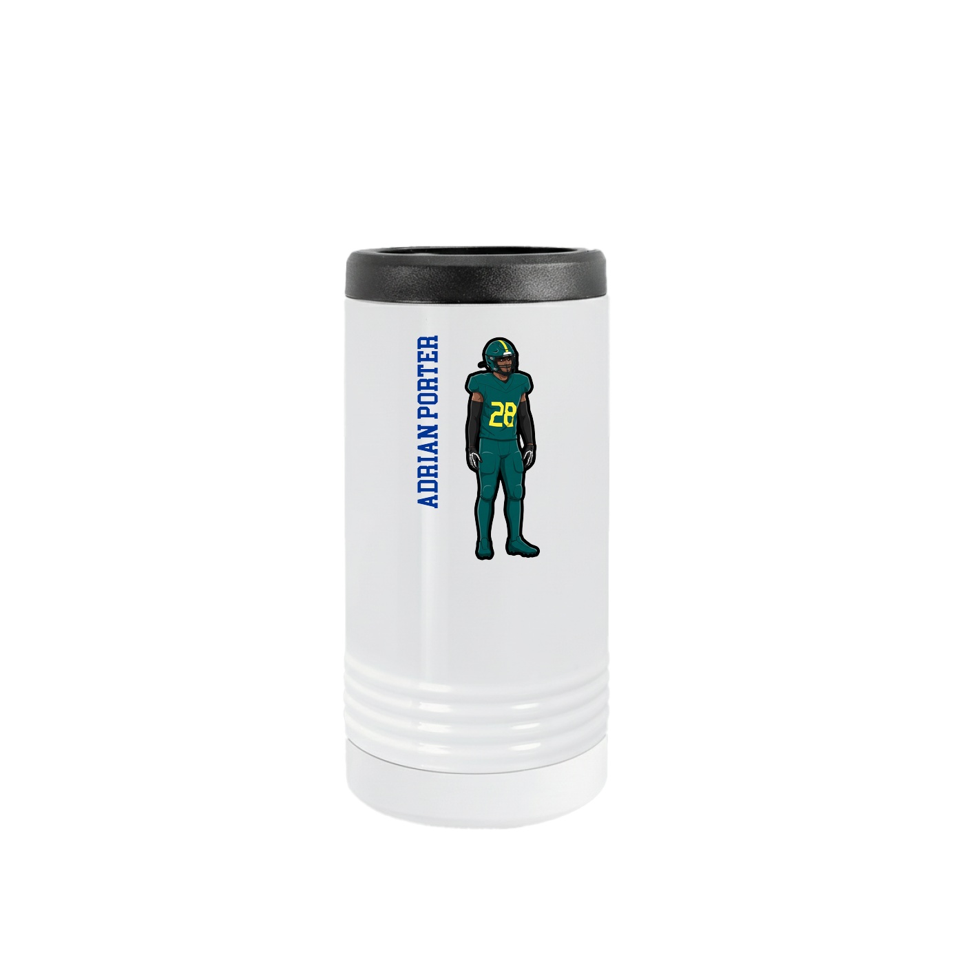 Slim Beverage Holder — Name Vertical in White