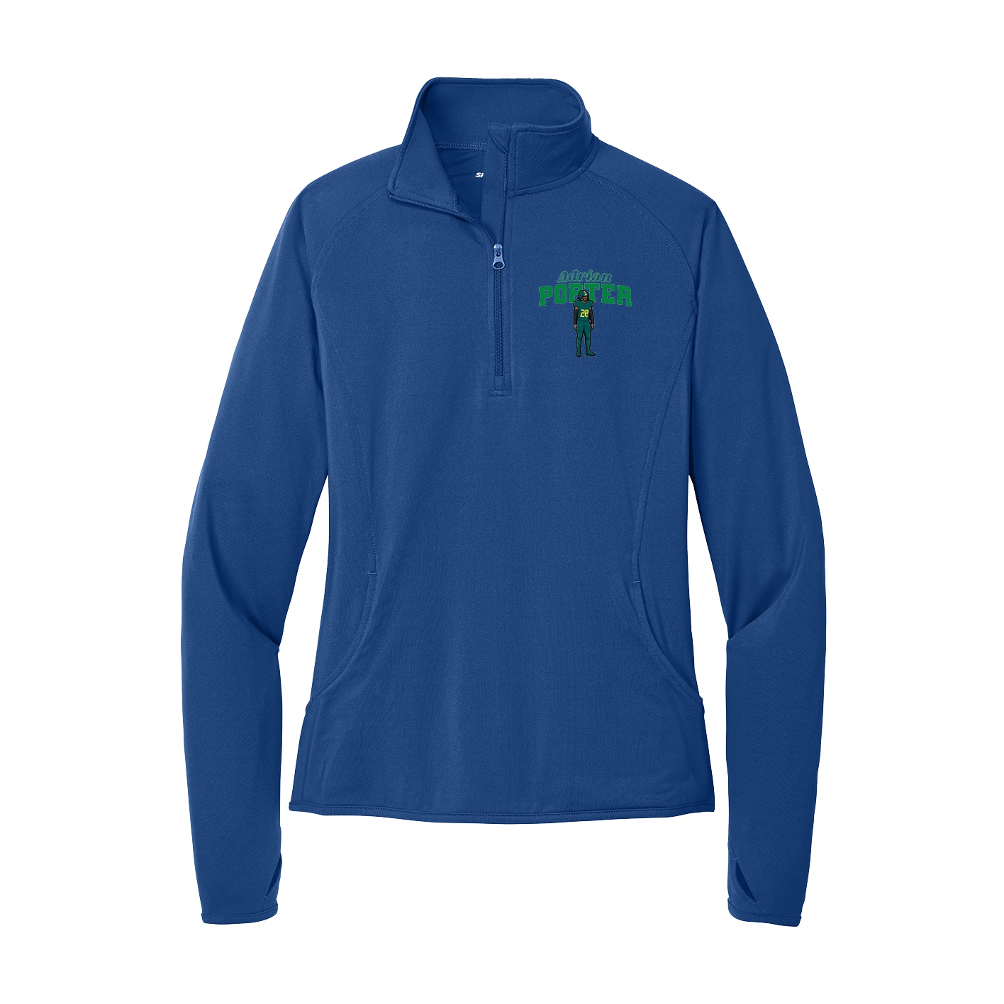 Women's Q-Zip Pullover — Name Arch in Royal