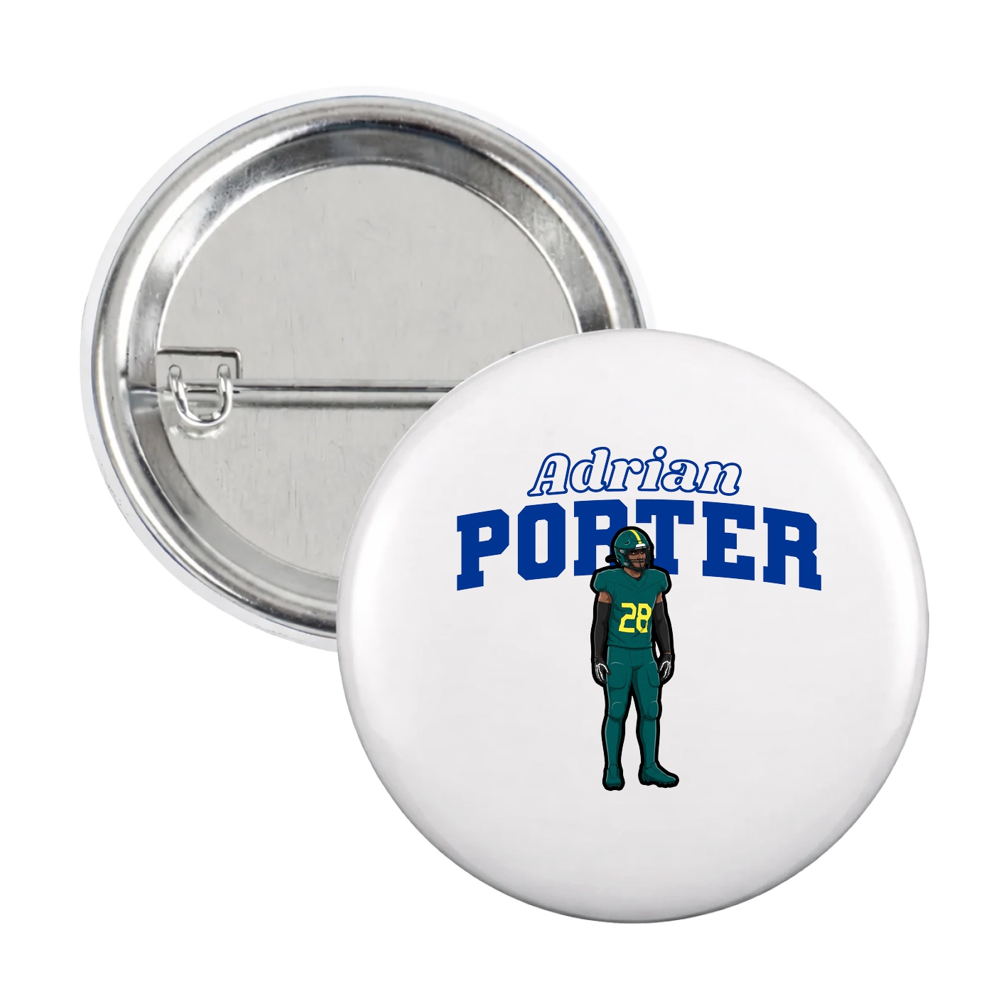 Game Day Button — Name Arch in White