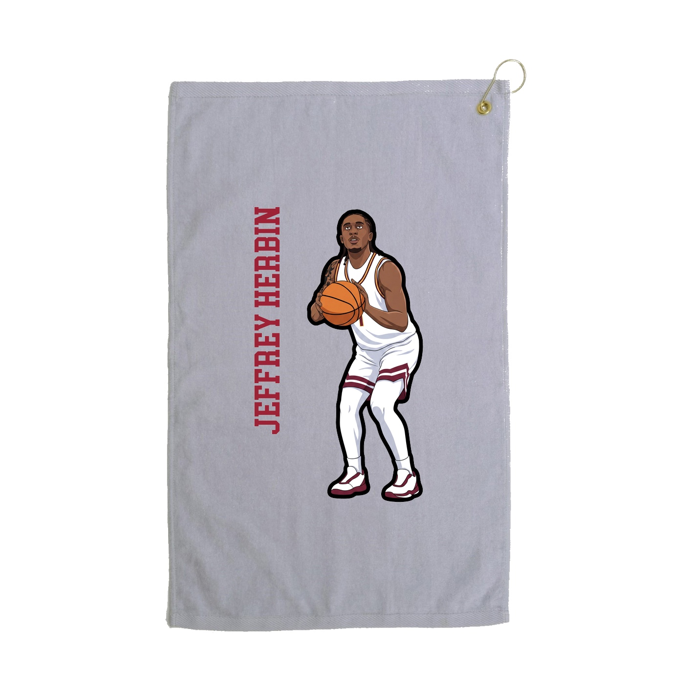 Golf Towel — Name Vertical in Grey