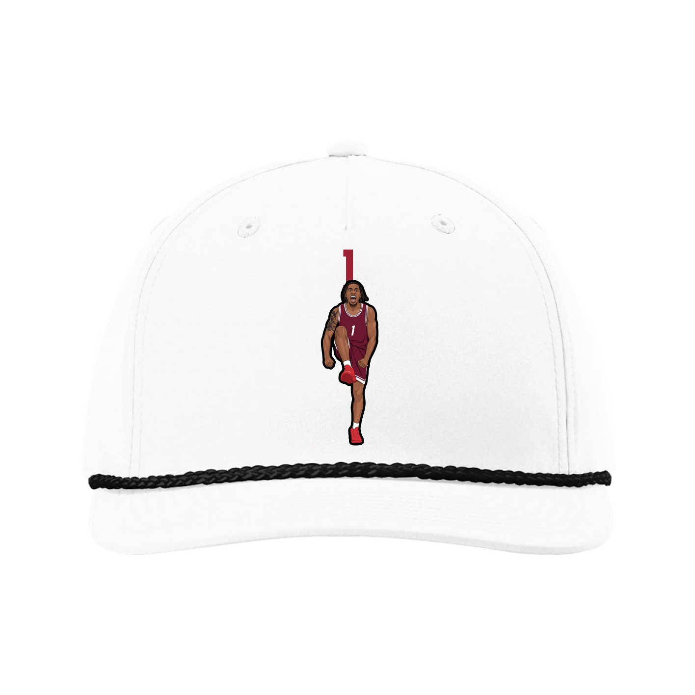 Five-Panel Classic Rope Cap — Number Top in White