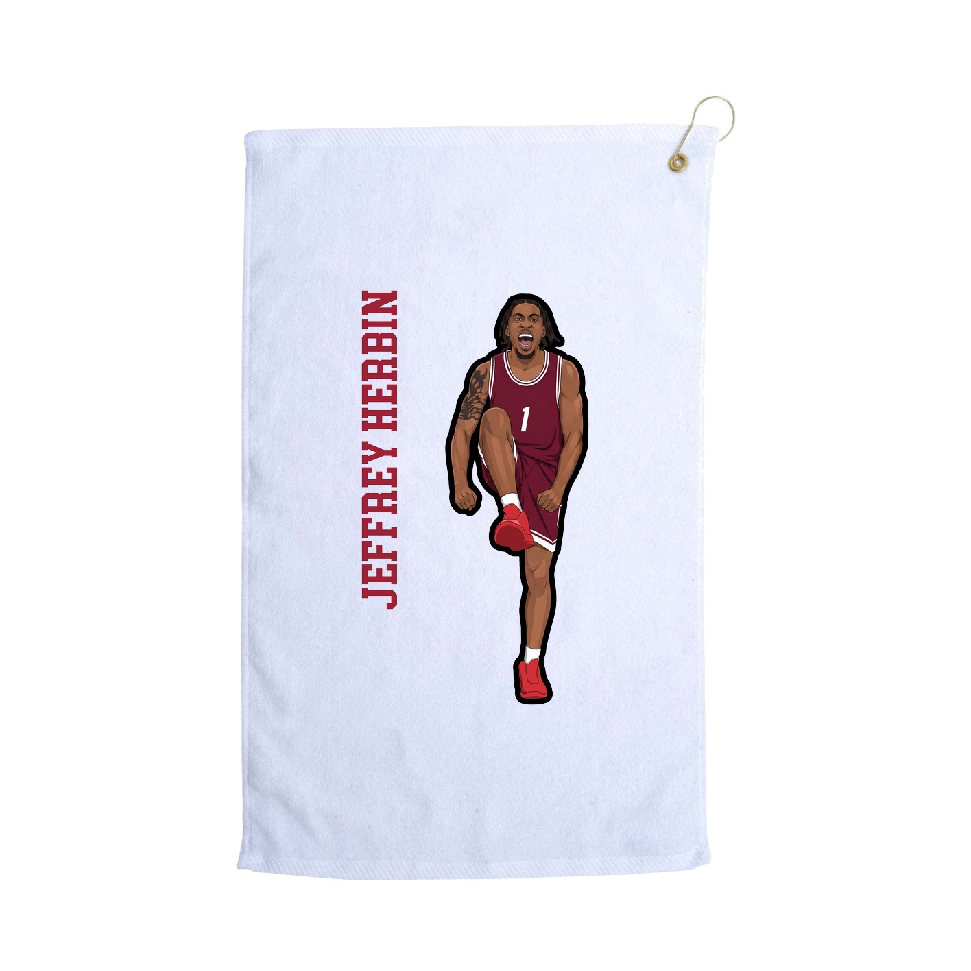 Golf Towel — Name Vertical in White