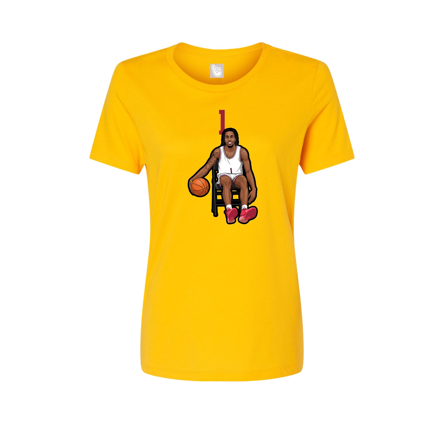 Fitted Women's Tee — Number Top in Gold