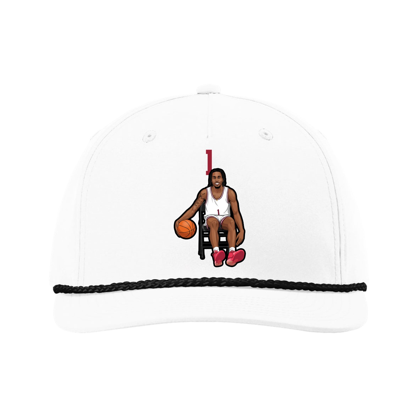 Five-Panel Classic Rope Cap — Number Top in White