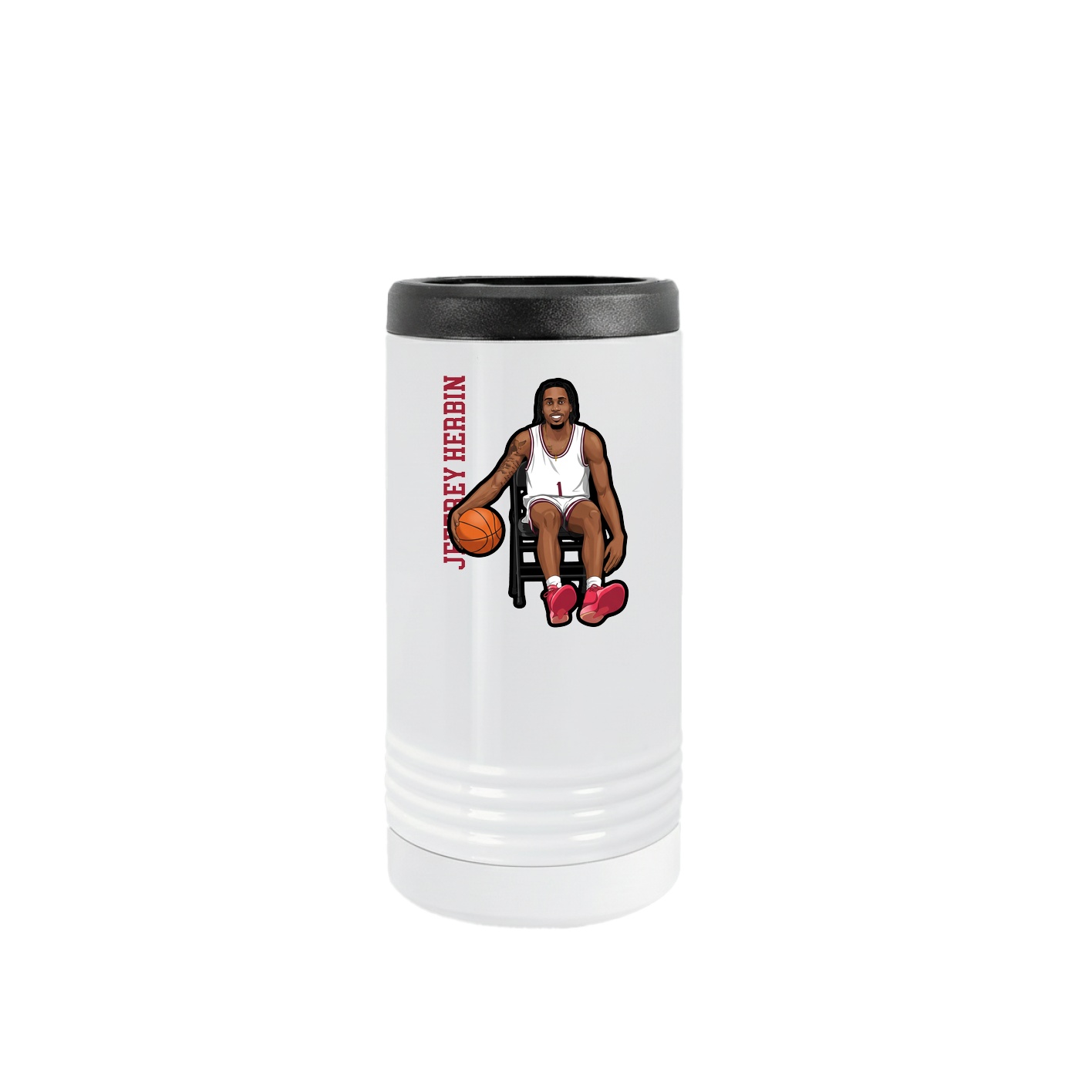 Slim Beverage Holder — Name Vertical in White