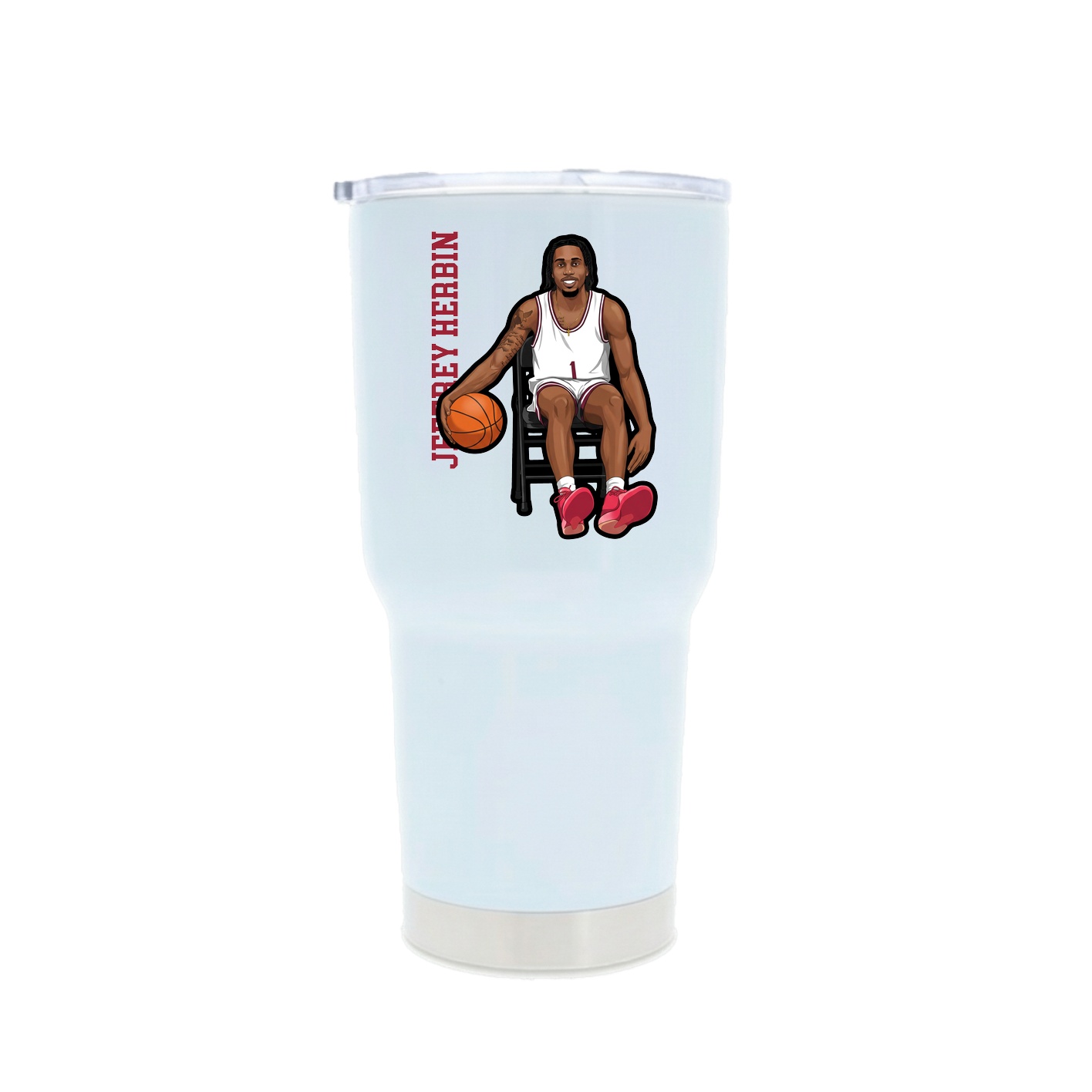 30oz Stainless Steel Tumbler — Name Vertical in White