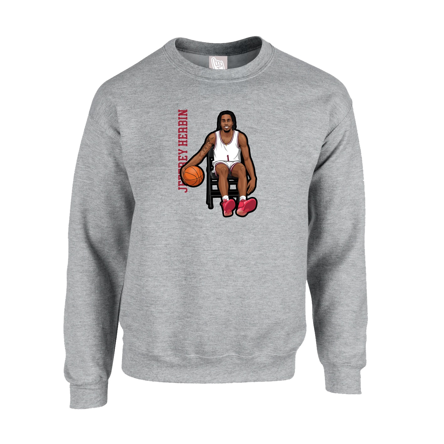 Fleece Crew — Name Vertical in Grey