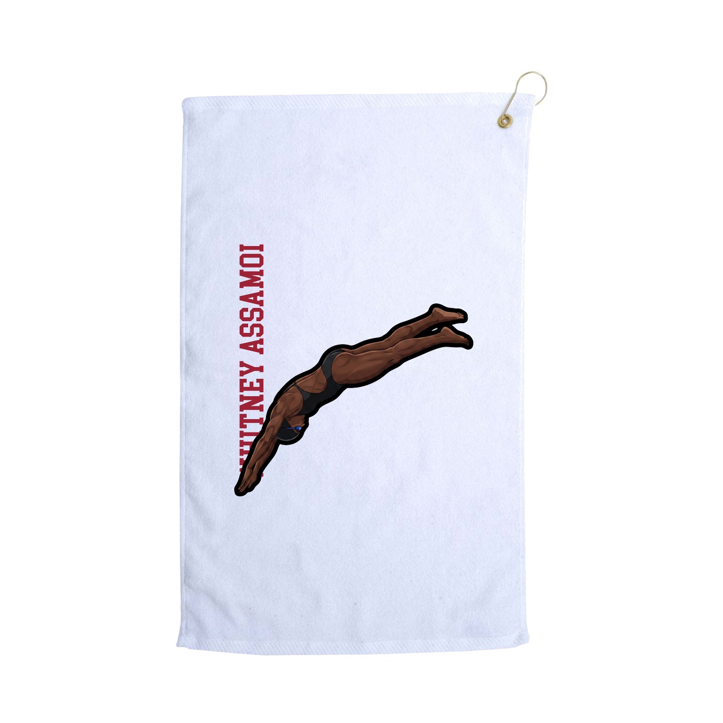 Golf Towel — Name Vertical in White