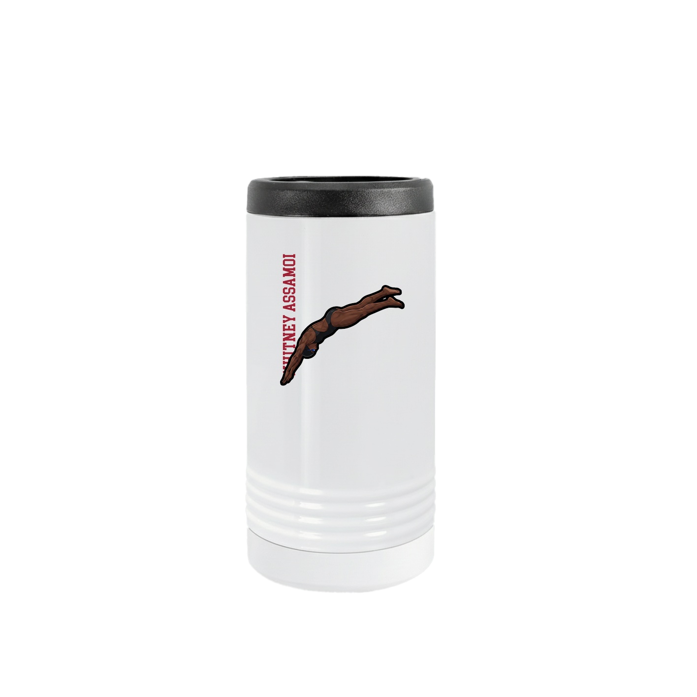 Slim Beverage Holder — Name Vertical in White