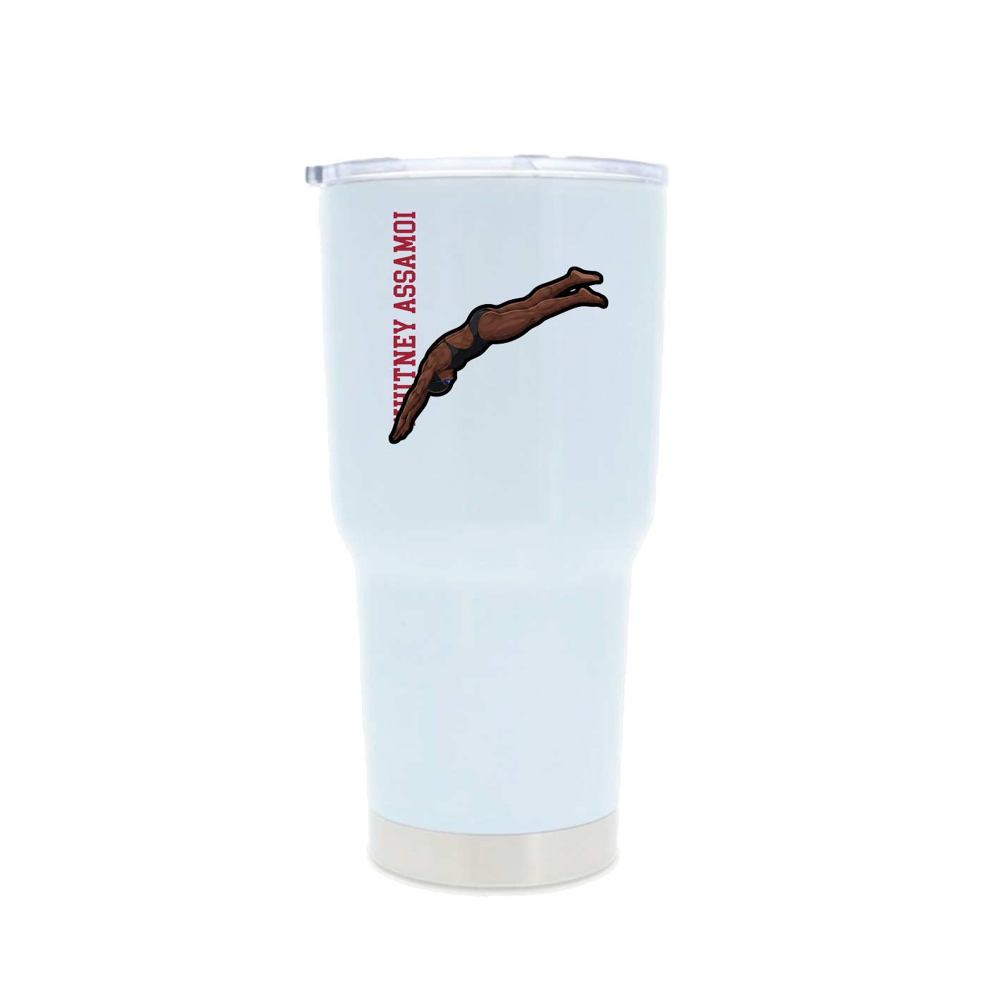 30oz Stainless Steel Tumbler — Name Vertical in White