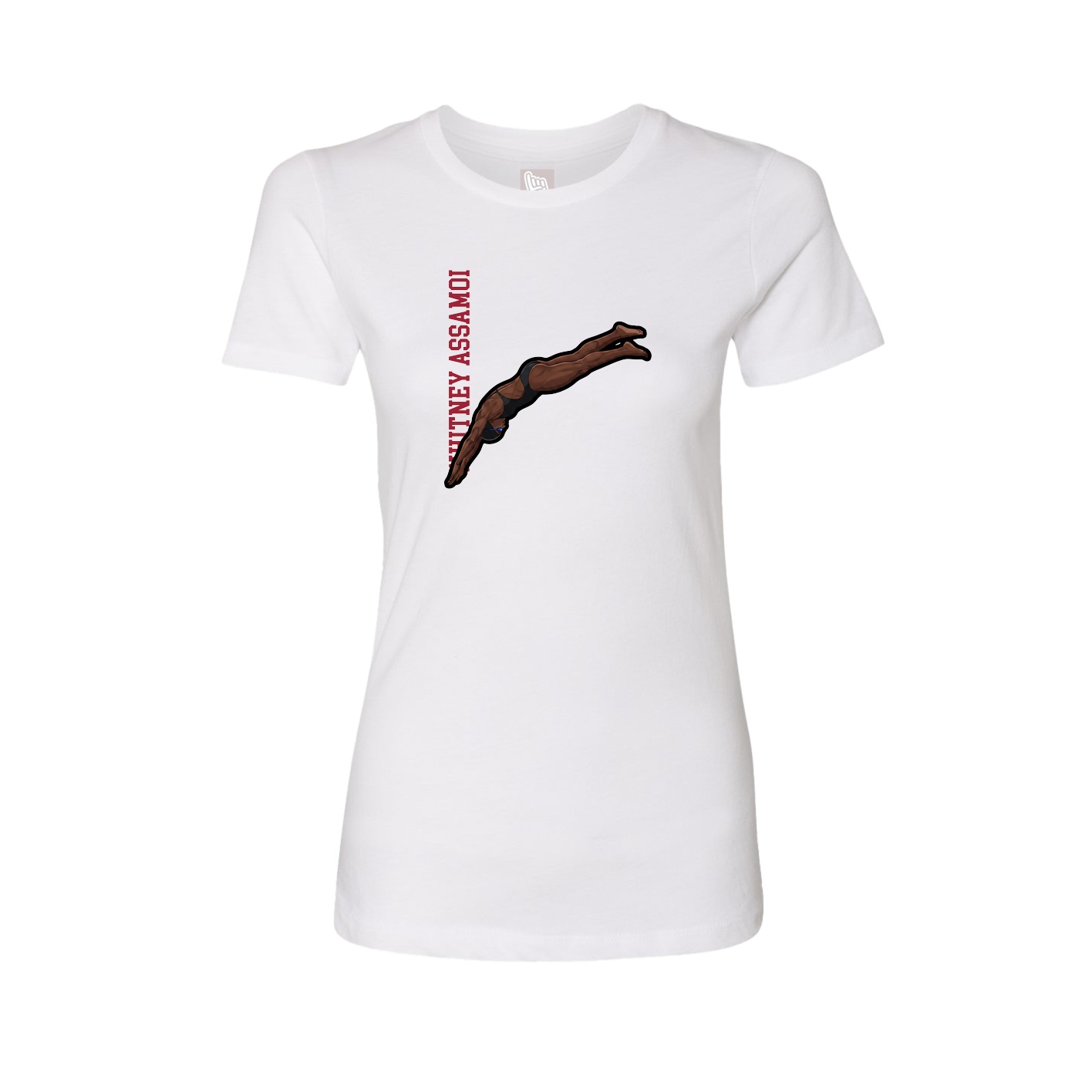 Womens Tee — Name Vertical in White